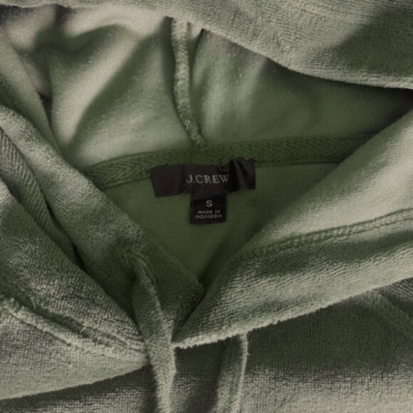 J.Crew Velour Pullover Soft Hoodie Size S -  Dark Sage Green - EUC - Picture 4 of 4